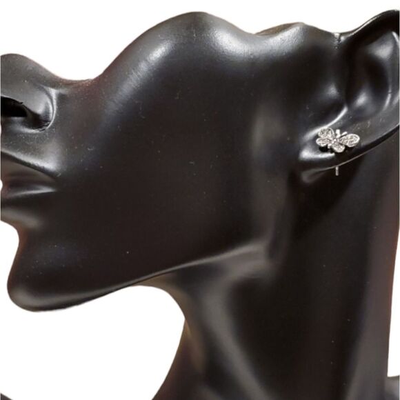 NEW CUBIC ZIRCONIA BUTTERFLY STUD EARRINGS - Picture 3 of 10